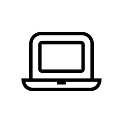 Laptop computer icon, line art style vector illustration design