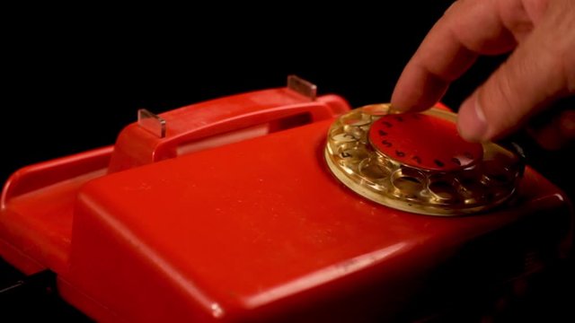 Calling 911 From Old Rotary Pulse Landline Telephone Model From 1980's, Close Up