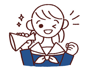 笑顔で応援する女の子 