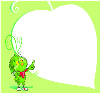 happy quetzal with blank banner