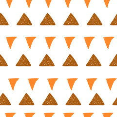 yellow triangles on white background seamless vector illustration pattern