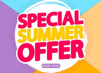 Special Summer Sale, poster design template, discount banner, vector illustration