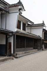 Old house with "udatsu", which is small fence of old rich Japanese house, in Unno Station on Hokkoku Road, in Tomi City, Nagano Prefecture