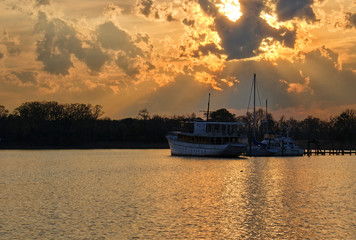 Bright Red Orange Sky During Sunset on the Potomac River