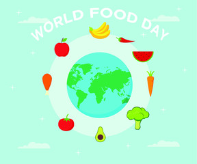 Flat design World Food Day with Globe