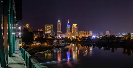 Fotobehang Cleveland Ohio at Night © Paul
