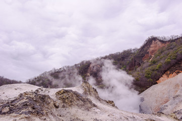 Most famouse hot spring resort,Noboribetsu Jigokudani or hell valley in Hokkaido Japan.