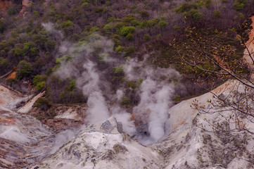Most famouse hot spring resort,Noboribetsu Jigokudani or hell valley in Hokkaido Japan.