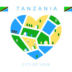 Obraz premium National flag with heart shaped landscape : Vector Illustration 