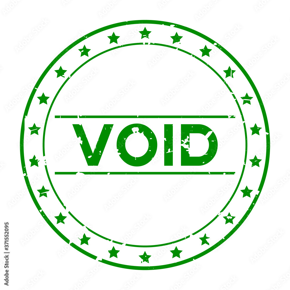 Poster Grunge green void word with star icon round rubber seal stamp on white background