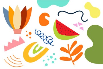 Trend abstract doodle variant object shape, circle, retangle. Pattern Object unique 