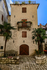 Naklejka premium Old stone house in the Old town in Kotor Montenegro in the Balkans