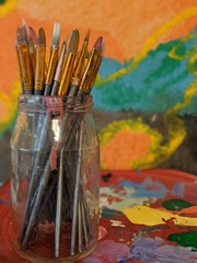 brushes and palette