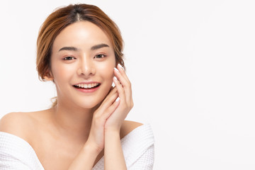 Beauty asian women portrait face with skin care healthy and skin.