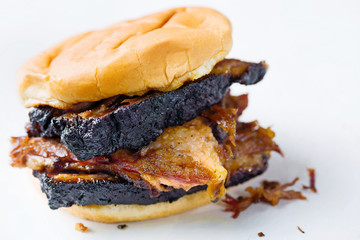 rustic american barbecue beef brisket sandwich