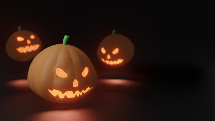 Halloween pumpkin with candles inside, 3D render