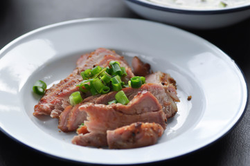 grilled pork , pork steak