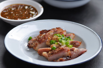 grilled pork , pork steak