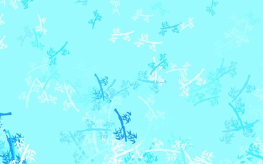 Light BLUE vector doodle backdrop with branches.