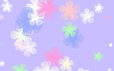 Light Blue, Red vector doodle pattern with flowers.