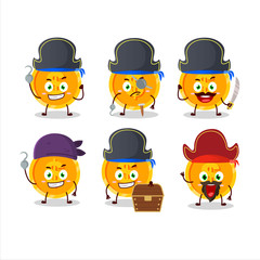 Cartoon character of coin with various pirates emoticons