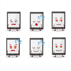Cartoon character of tablet with sleepy expression