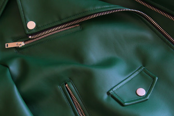 women's green leather jacket. horizontally © Evgeniya