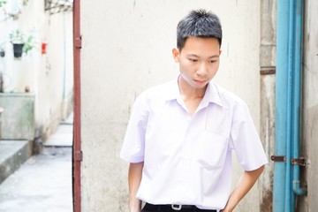 close up thai student in uniform