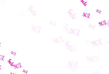 Light Pink, Yellow vector template with 30, 50, 90% selling.