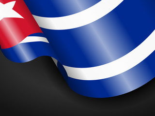 Waving Cuba flag on black