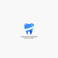 Dental Clinic Logo Tooth abstract design vector template Linear style. Dentist stomatology medical doctor Logotype concept icon.

