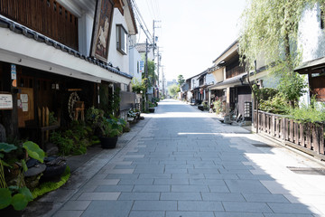 Fototapeta na wymiar Townscape of Yanagimachi in Ueda Station on Hokkoku Road, in Ueda CIty, Nagano Prefecture