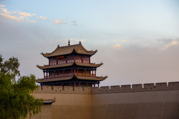 13th century Jiayuguan Pass, first frontier fortress at the west end of the Great Wall in Gansu Province, China
