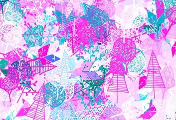 Light Purple, Pink vector abstract design with trees, branches.