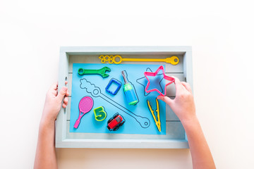 Montessori material sorting shape. Education at home.