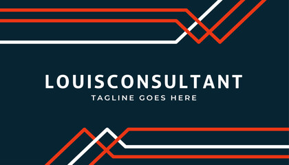 Minimalist modern blue with orange line business card design template eps10