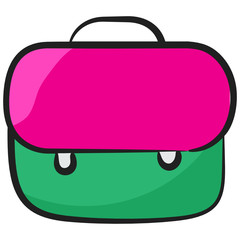 Sketchy design of teacher bag, editable icon of briefcase 