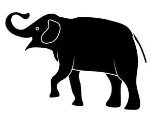 Vector illustaration of Elephant silhouette isolated on white background.