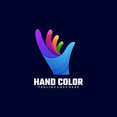 Vector Logo Illustration Hand Color Gradient Colorful Style.