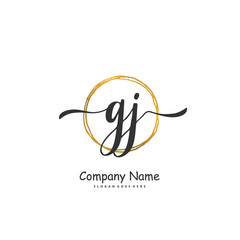 G J GJ Initial handwriting and signature logo design with circle. Beautiful design handwritten logo for fashion, team, wedding, luxury logo.