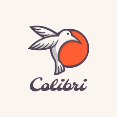 Vector Logo Illustration Bird Simple Mascot Style.
