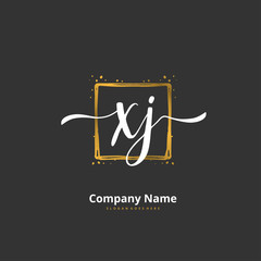 X J XJ Initial handwriting and signature logo design with circle. Beautiful design handwritten logo for fashion, team, wedding, luxury logo.