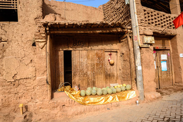Ancient Tuyoq or Tuyugou or Tuyuk oasis-village in the Taklamakan desert near Turpan, Xinjiang, China
