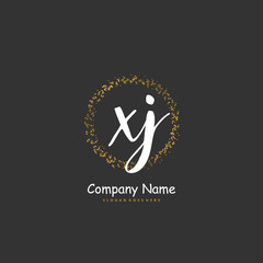 X J XJ Initial handwriting and signature logo design with circle. Beautiful design handwritten logo for fashion, team, wedding, luxury logo.