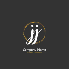 J JJ Initial handwriting and signature logo design with circle. Beautiful design handwritten logo for fashion, team, wedding, luxury logo.