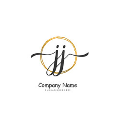 J JJ Initial handwriting and signature logo design with circle. Beautiful design handwritten logo for fashion, team, wedding, luxury logo.