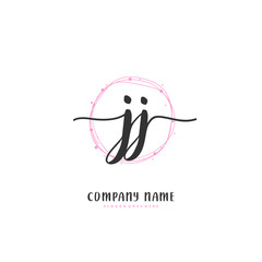 J JJ Initial handwriting and signature logo design with circle. Beautiful design handwritten logo for fashion, team, wedding, luxury logo.