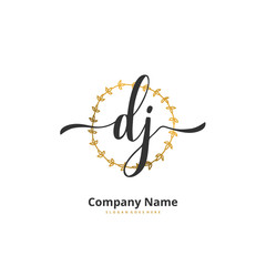 D J DJ Initial handwriting and signature logo design with circle. Beautiful design handwritten logo for fashion, team, wedding, luxury logo.