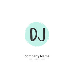 D J DJ Initial handwriting and signature logo design with circle. Beautiful design handwritten logo for fashion, team, wedding, luxury logo.