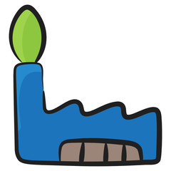 
Building with chimney depicting power plant or eco factory icon in flat style
